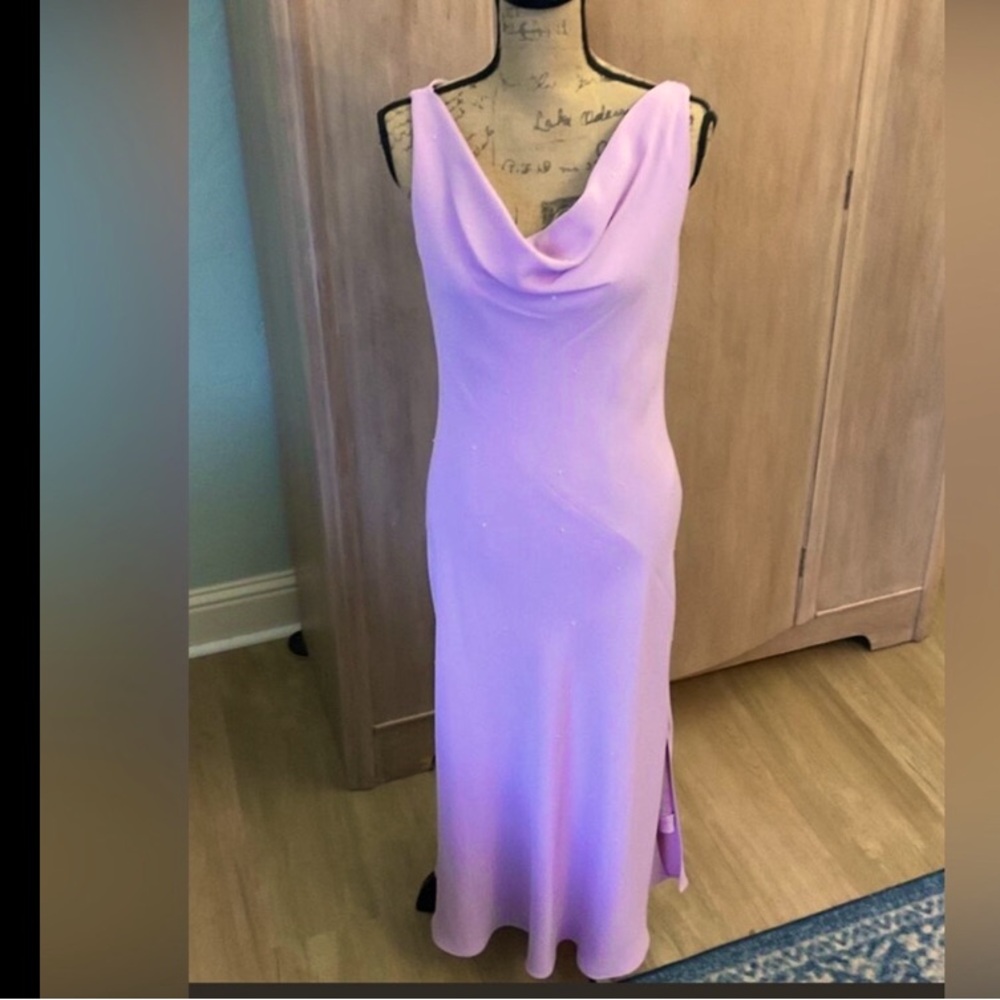 Vintage Y2K 1990s Jones NY Purple lavender pastel maxi dress gown evening slip